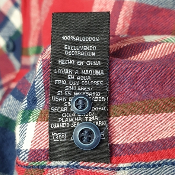 MG BLACK LABEL Plaid Button down Shirt Red Men's Size L - Picture 8 of 8